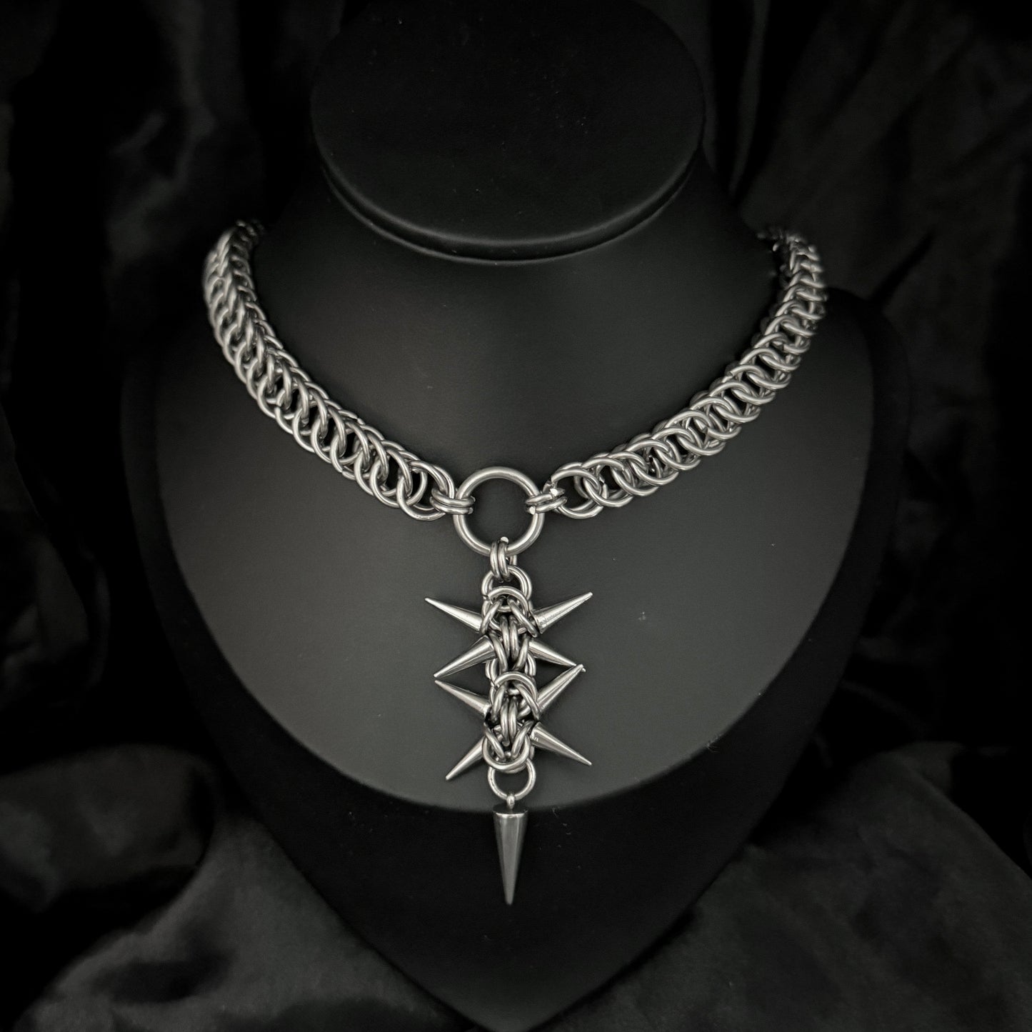 handmade chainmaille necklace unisex
jewelry stainless steel alternative gothic rave fashion