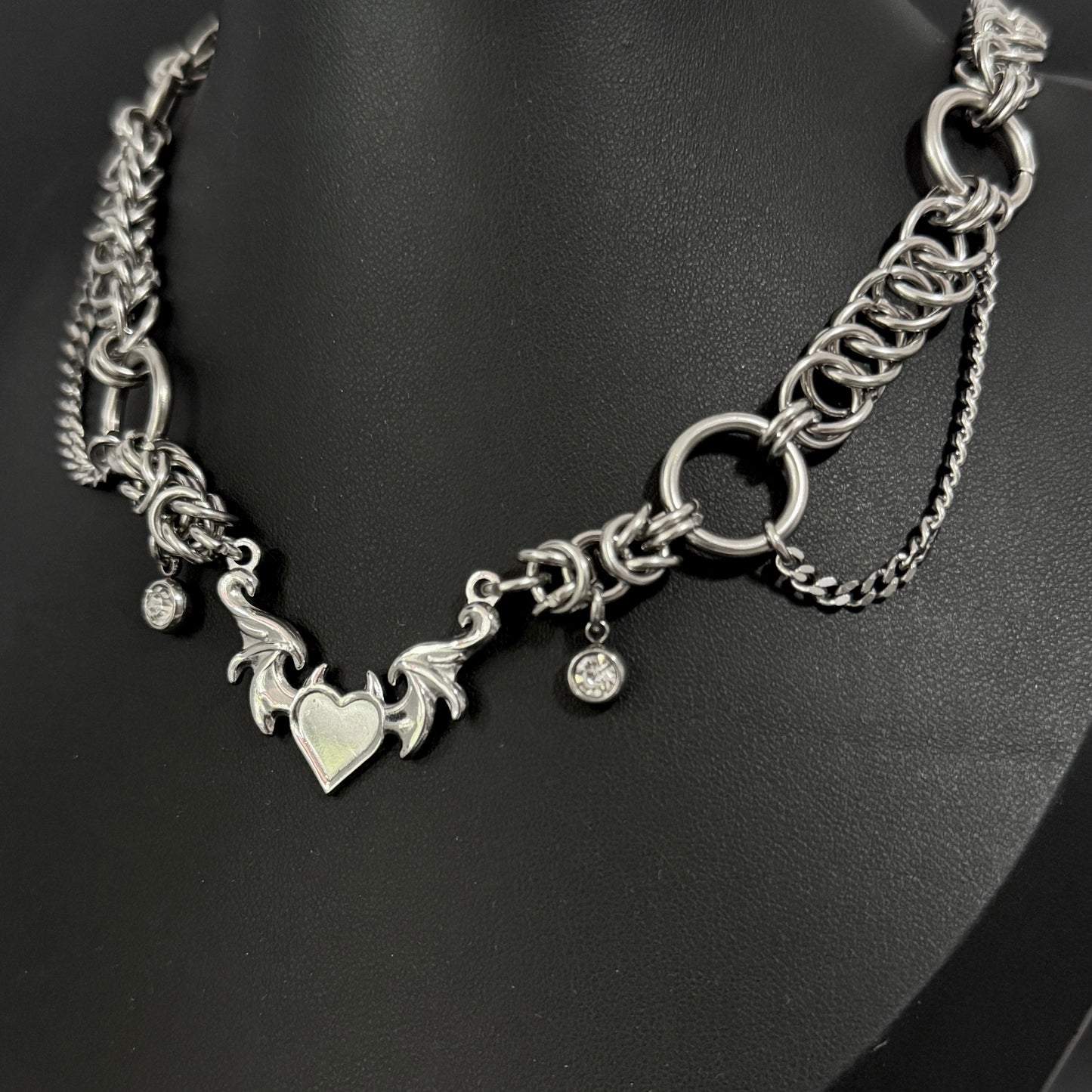 Display of Halo Choker Necklace side view on mannequin