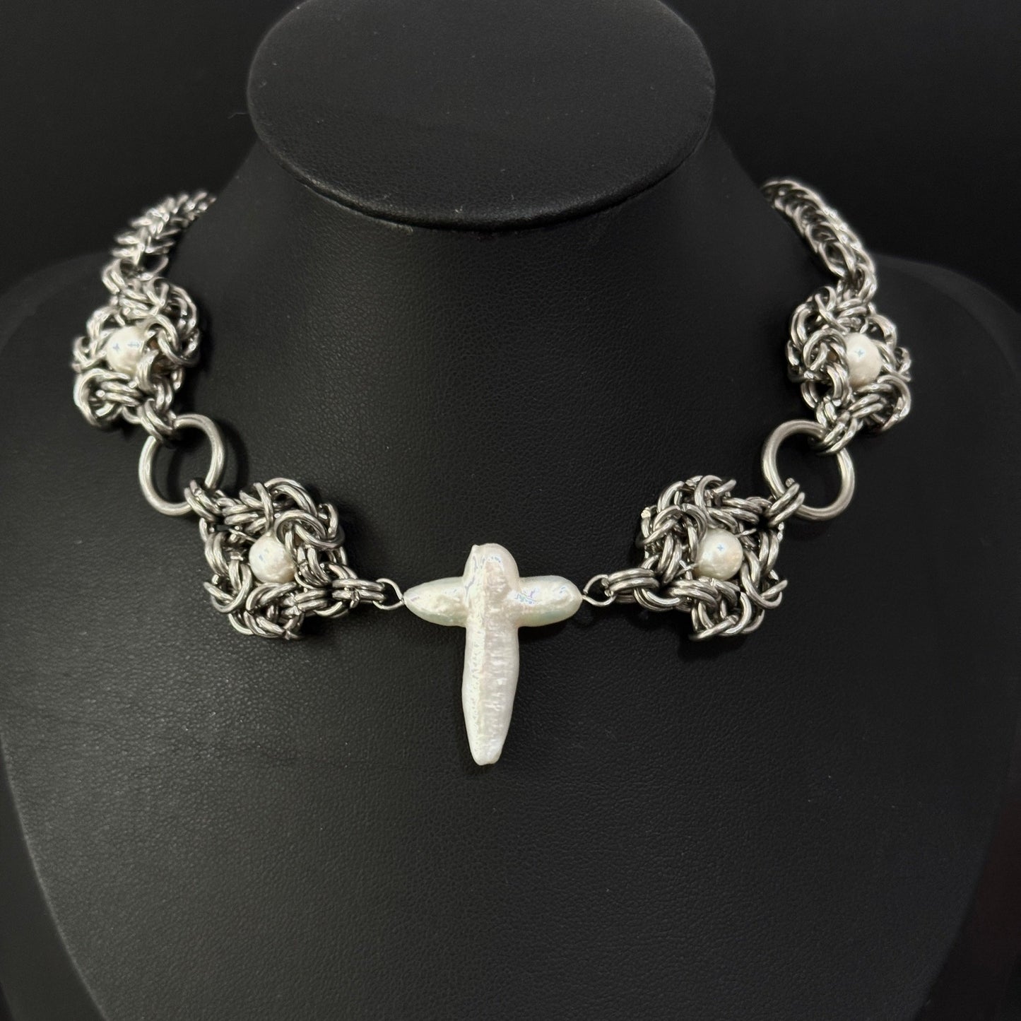 Sanctuary handmade stainless steel pearl choker