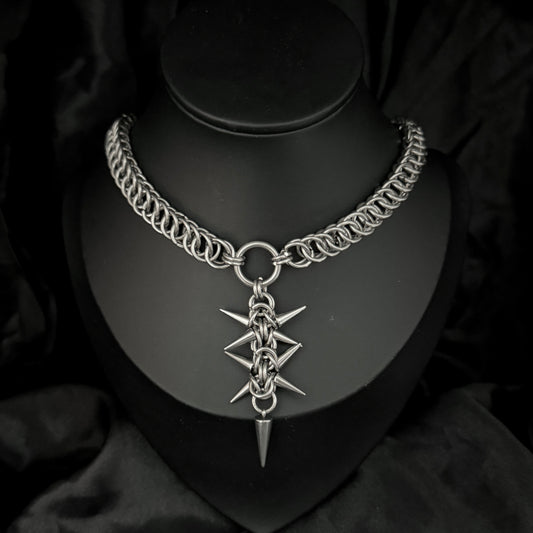 handmade chainmaille necklace unisex
jewelry stainless steel alternative gothic rave fashion 