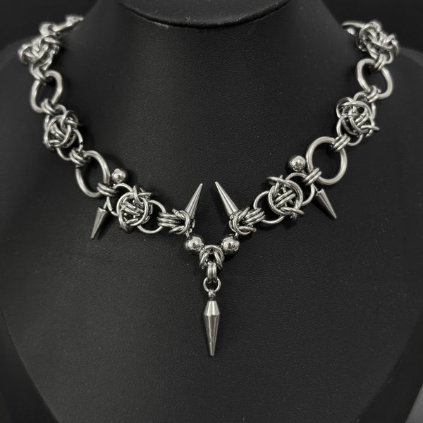 photo of handmade chainmaille choker necklace gothic silver alternative 