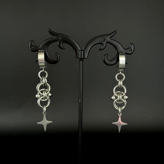 alternative fashion unisex jewelry handmade chainmaille earrings star piercing gothic rave fashion 
