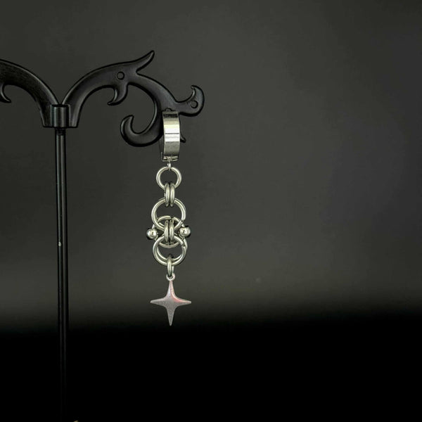 alternative fashion unisex jewelry handmade chainmaille earrings star piercing gothic rave fashion 
