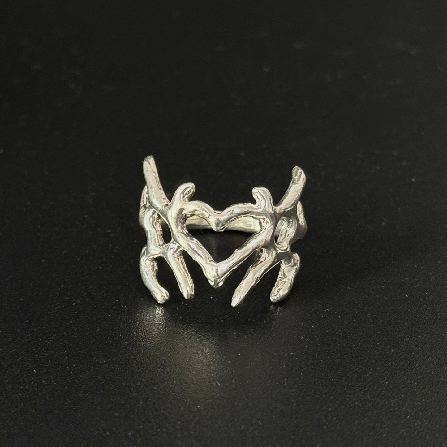 Handmade sterling silver ring Cyberheart