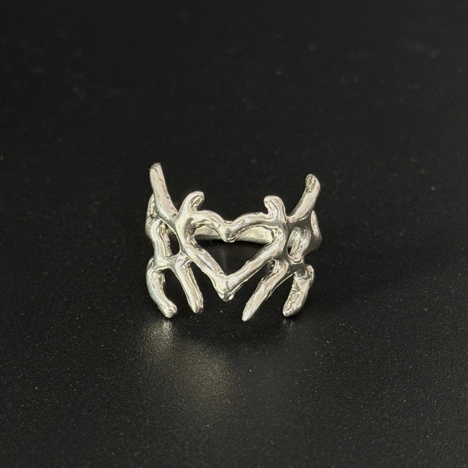 Handmade sterling silver ring Cyberheart