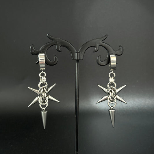 Adventus handmade spike chainmaille earrings. Alternative, gothic jewelry. Rave fashion